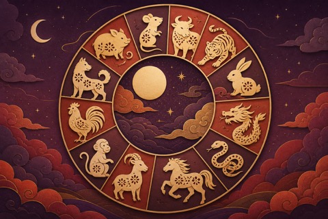 十二生肖剪紙圓環插畫